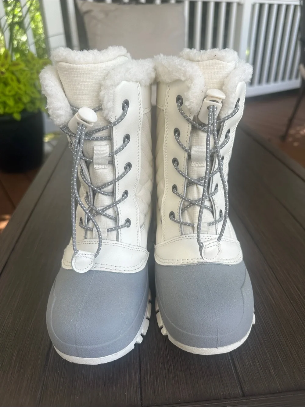 all in motion White and Gray Kids Snow Boots